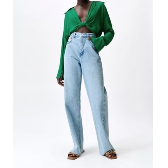 Zara Square Toe Vegan Leather Gold Chain Slides in Brown Size 7.5 or 38 - Picture 11 of 12